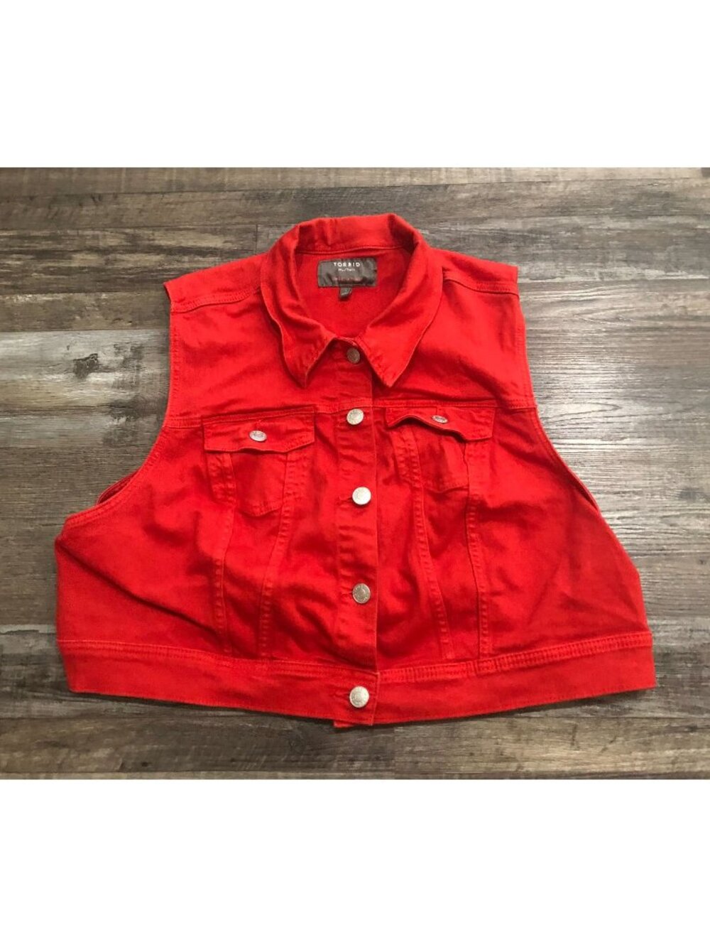Torrid Womens 3X Red Button Up Sleeveless Vest Collared